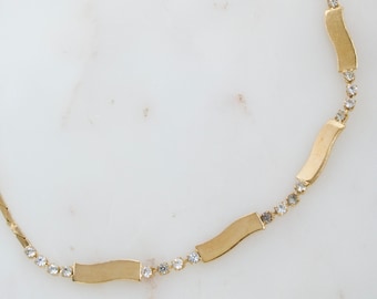 Vintage Rhinestone Gold Necklace