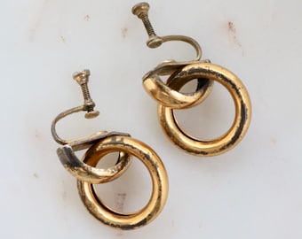 Vintage Gold Plated Sterling Silver Doorknocker Earrings