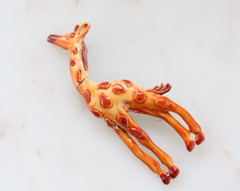 vintage broche girafe - broche animal - broche tendance - broche girafe marron