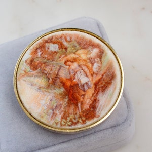 Vintage 1960s Sugar Coated Victorian Picture Brooch - Victorian Ladies Brooch - Statement Brooch