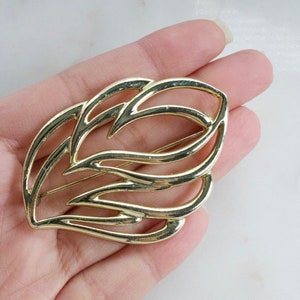 Vintage Gold Blatt Brosche - Blatt Brosche - Gold Wellen Brosche - Statement Brosche