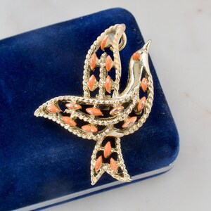 Vintage GERRY&quot;S Orange Dove Gold Brooch - Gold Bird Brooch - Flying Bird Brooch - Bird Brooch