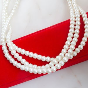 Vintage Multi Strand Faux Pearl Bead Necklace
