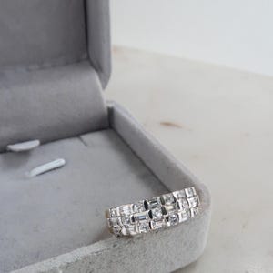 Vintage PK 925 Vermeil Sterling Silver Gold Plated Cubic Zirconia Band Ring - Size 7