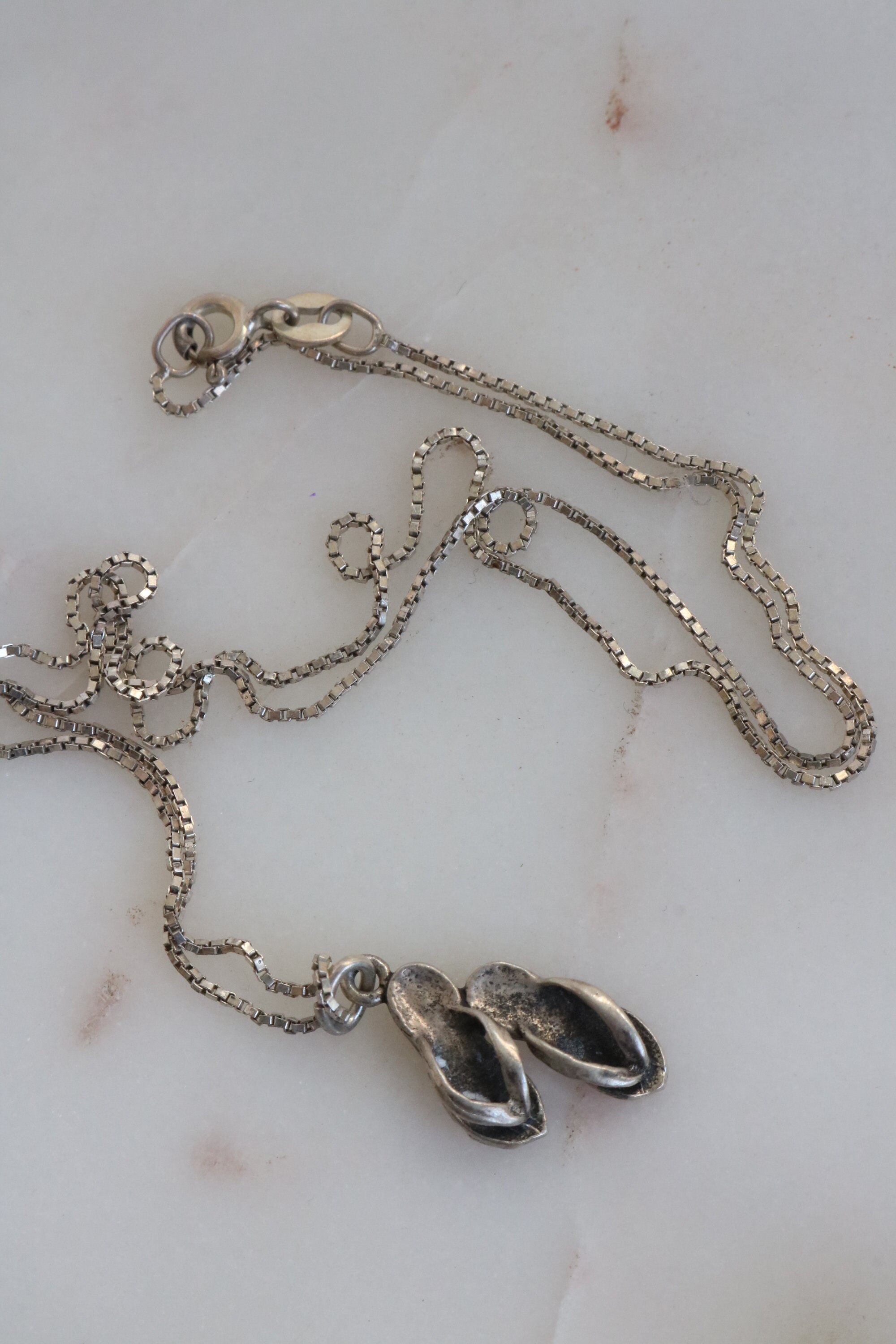 Vintage Sterling Silver Flip Flop Necklace | Etsy