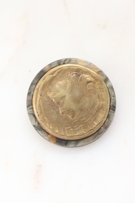 Vintage lady head brooch Gem