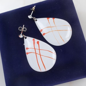 Vintage Gray Teardrop Dangle Earrings - Geometric Earrings - Statement Earrings