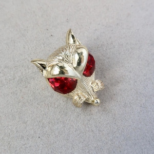 Vintage NEMO Gold Red Eye Fox Brooch