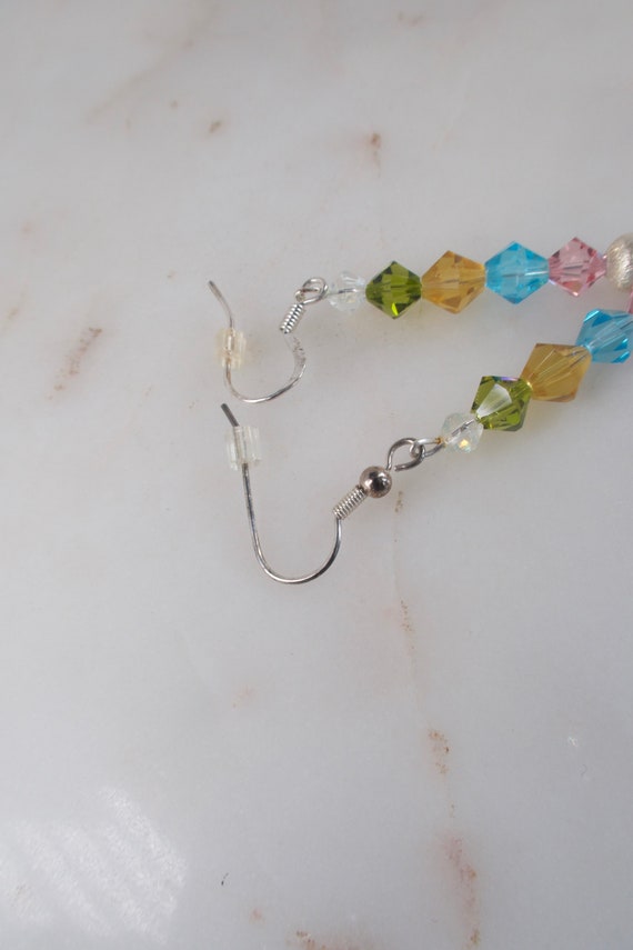 Vintage Multi Colored Crystal Dangle Earrings - image 9