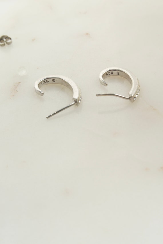 Vintage Sterling Silver Oval Hoop Earrings - image 9
