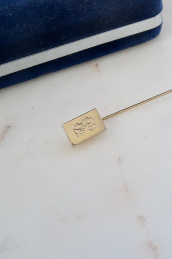 Vintage Gold B Stick Pin Initial B Pin Letter B P… - image 1