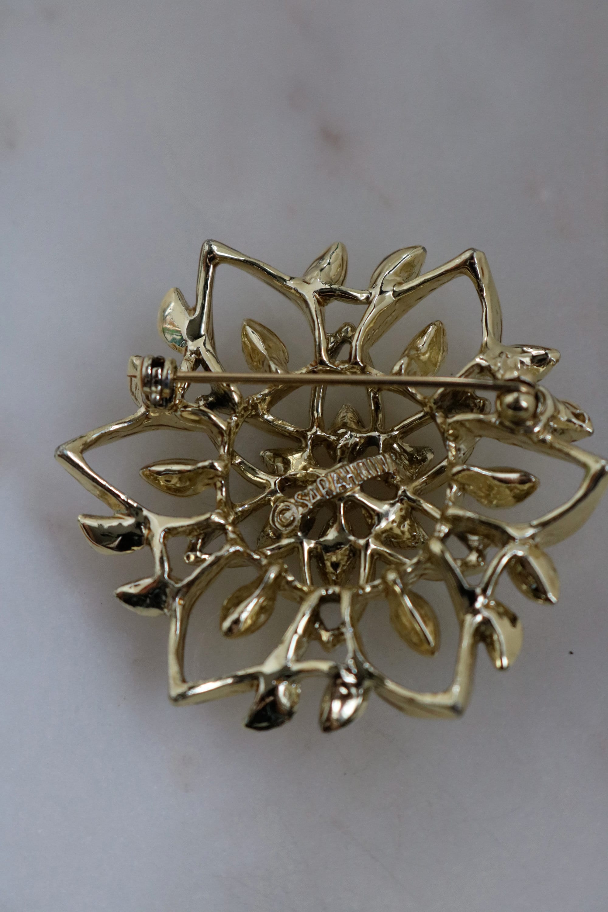 Vintage Gold Tone Flower Brooch Statement Flower Gold Brooch | Etsy