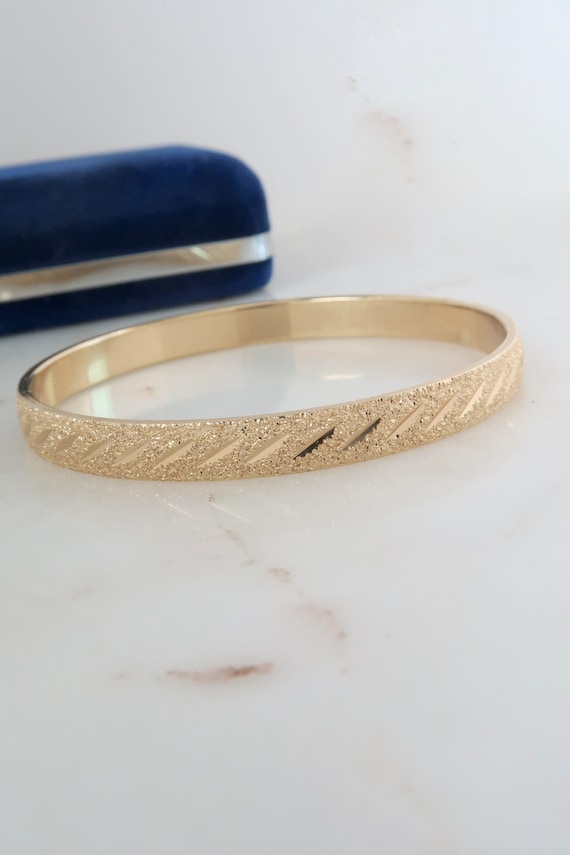 Vintage Monet Gold Bangle Bracelet Textured Bangle