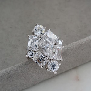 Vintage 1990s Farrah Fawcett Sterling Silver Cubic Zirconia Ring - Size 6.5
