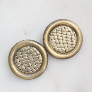 Vintage Circle Earrings - Snake Skin Button Earrings - Snake Skin Print Earrings