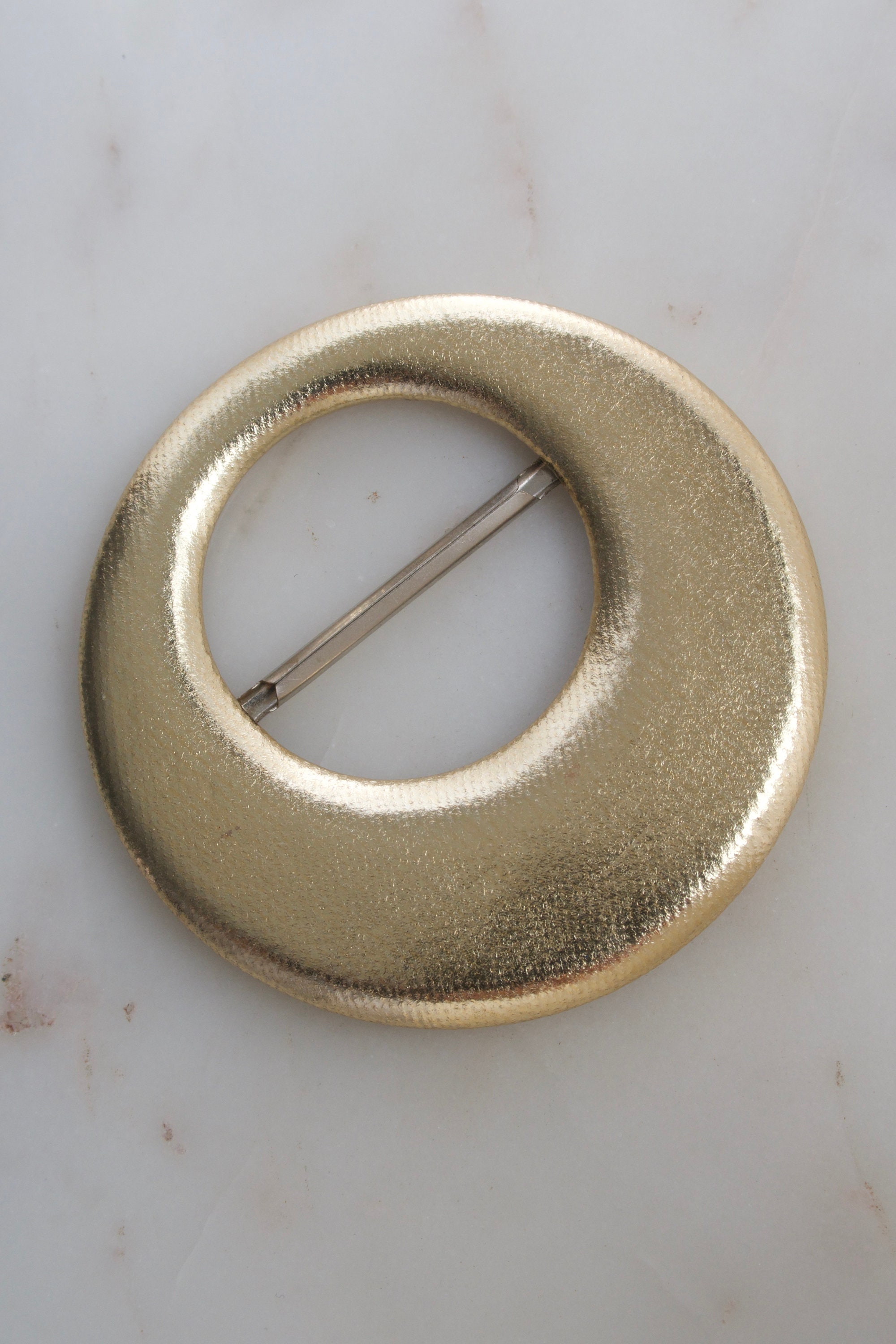 Boho 60s Vintage Taiwan ROC Brass Ring Oblong Wood Medallion Adjustable Belt Bell & Oak - Rambler Belt Brown main image 4
