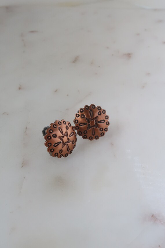 Vintage 1960s COPPER BELL Earrings Copper Concho … - image 4