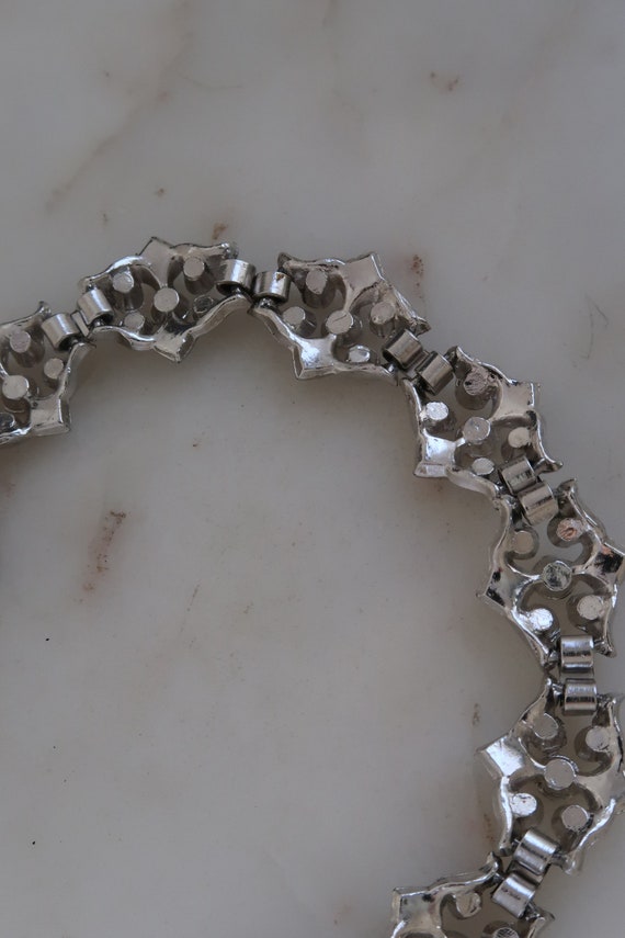 Vintage CORO Rhinestone Flower Link Bracelet For … - image 5
