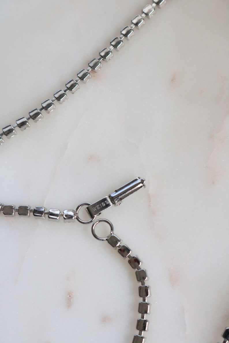 1950/'s Sparkly Bib Crystal Necklace Statement Necklace Vintage Weiss Rhinestone necklace