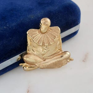 Vintage TAIWAN Gold Clown Brooch