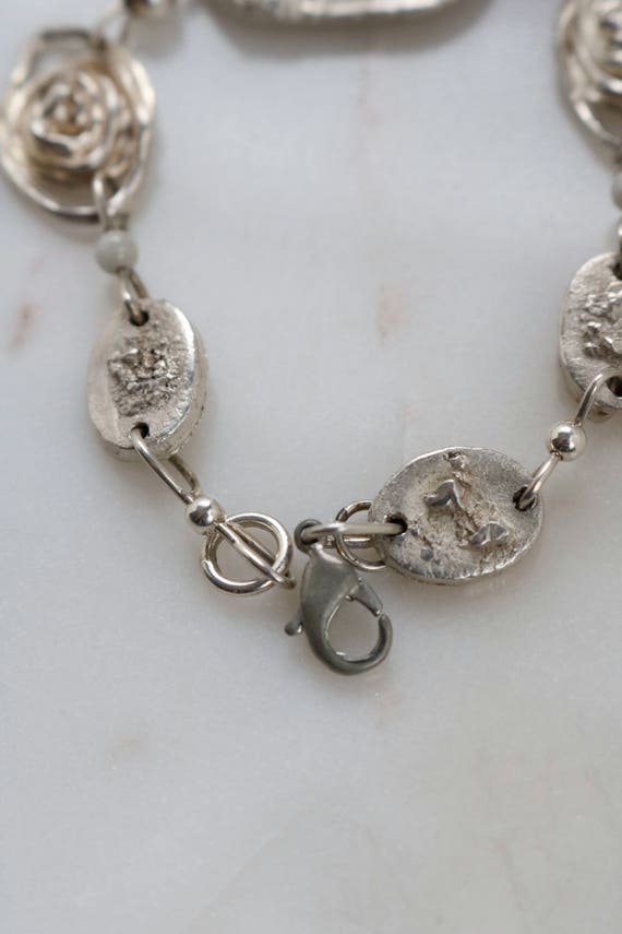 Sterling Silver Abstract Circle Bracelet - Silver… - image 8