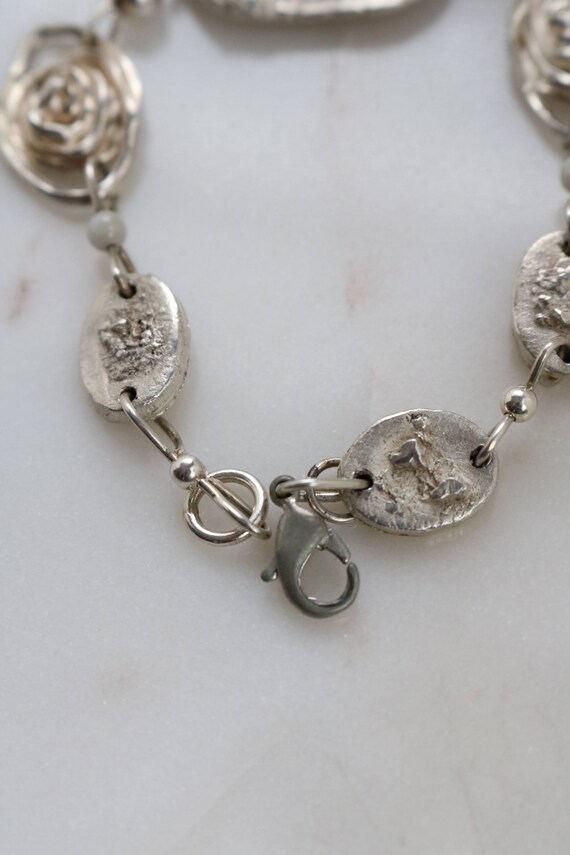 Vintage Sterling Silver Abstract Circle Link Brac… - image 8