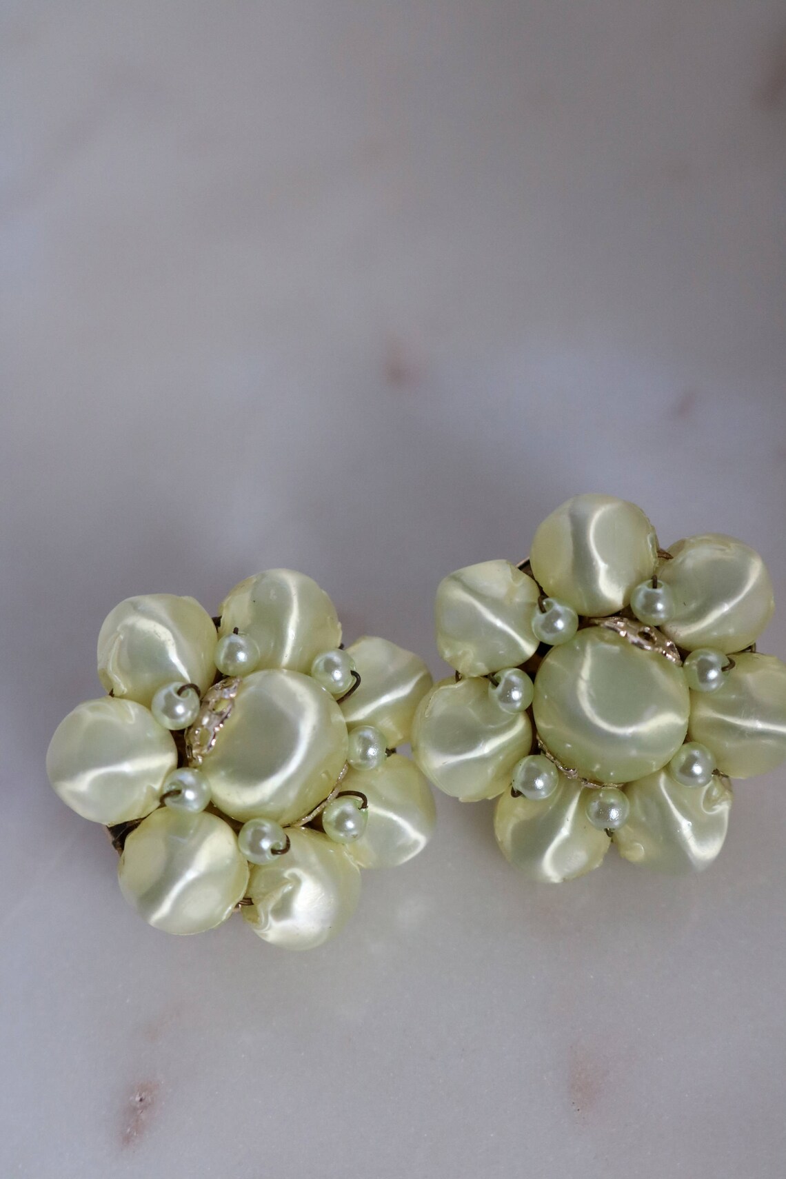 Beaded Cluster Earrings Beaded Clip On Earrings Vintag Etsy