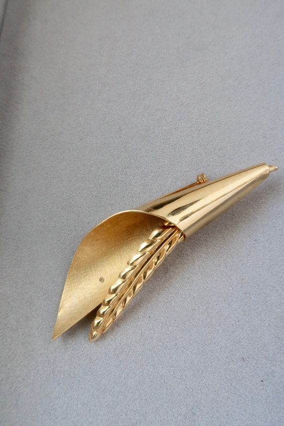 Vintage Gold Wheat Brooch - image 5