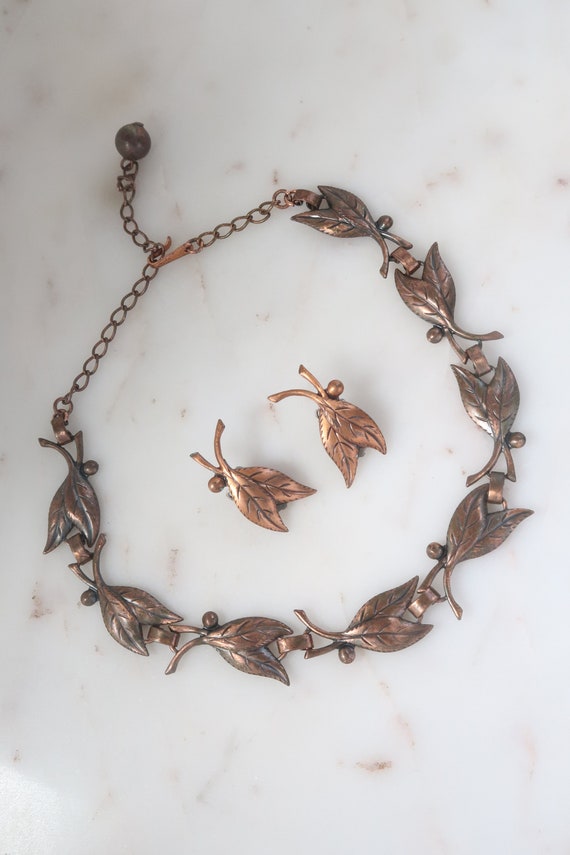 Copper leaf necklace best sale