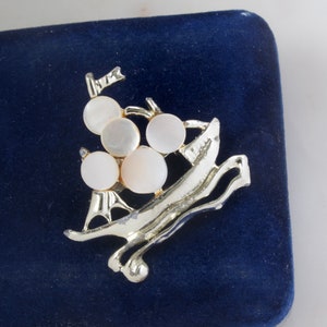 Vintage Sailboat Brooch Mother Of Pearl Sailboat Brooch Gold Sail Boat Pin Sailing Boat Pin