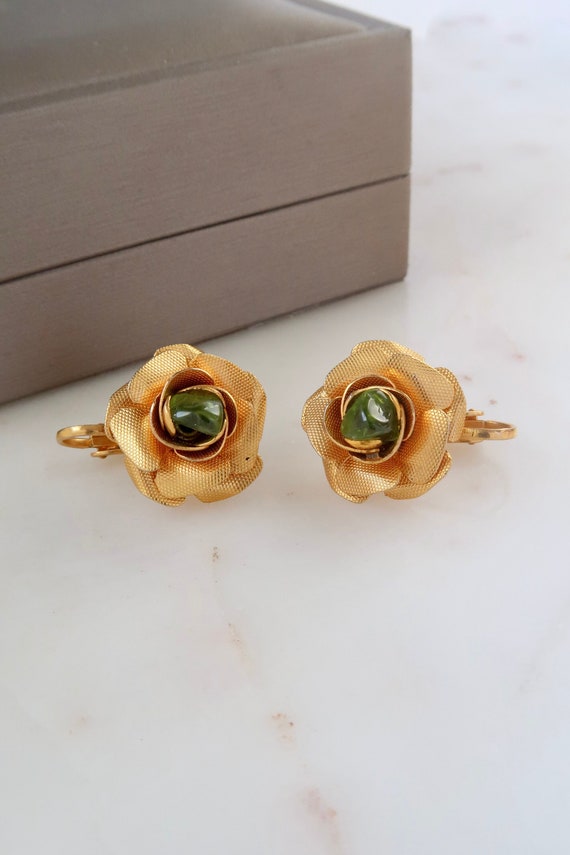 Vintage Gold Rose Stud Earrings Rose Earrings Mini