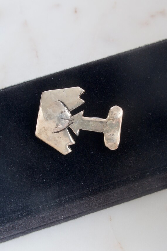 Large Navajo Sterling Silver Buffalo Bison Brooch Pin with
