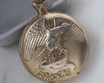 Vintage Watch It Quartz Eagle Gold Pocket Watch - Etsy