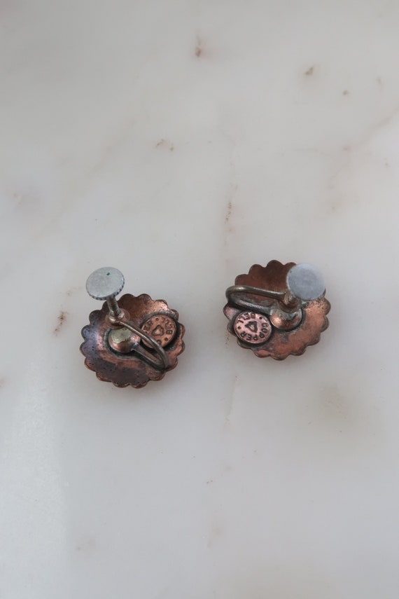 Vintage 1960s COPPER BELL Earrings Copper Concho … - image 7