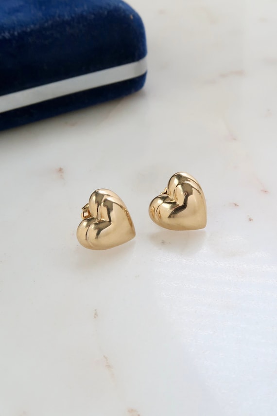 Vintage AVON Gold Heart Stud Earrings Etsy
