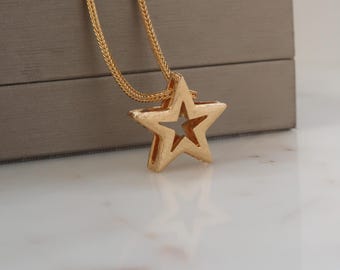 ミュージシャン Star Necklace Gold Women's Sterling Silver 14k Gold Plated Shooting Star