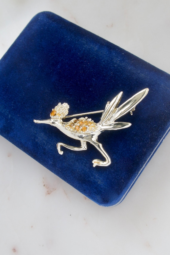 Vintage Gold Roadrunner Brooch - Bird Brooch - Roa