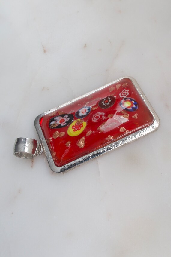 Large Murano Millefiori Art Glass Rectangle Pendant … Gem