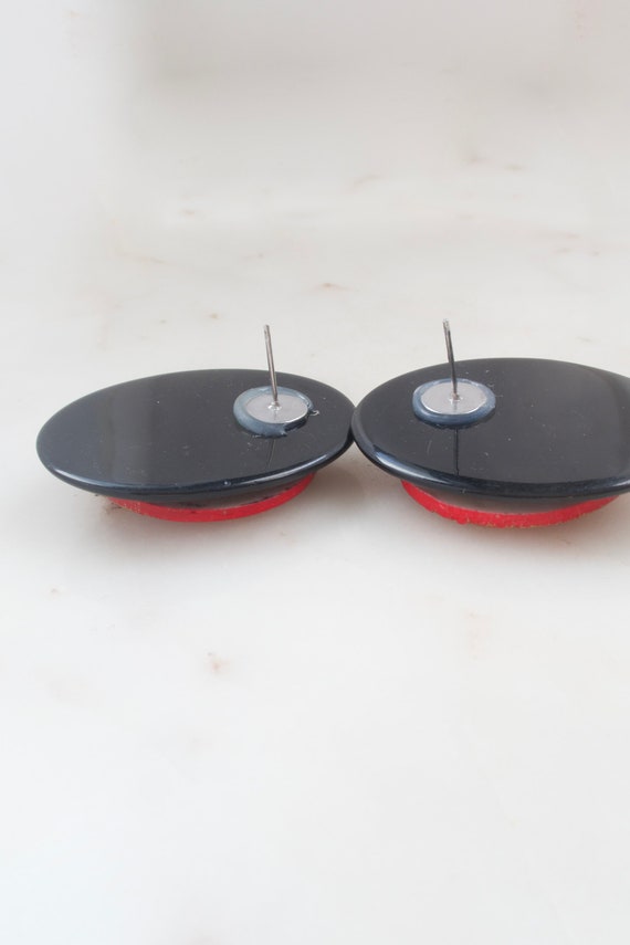 Vintage Black and Red Geometric Earrings - Black … - image 4