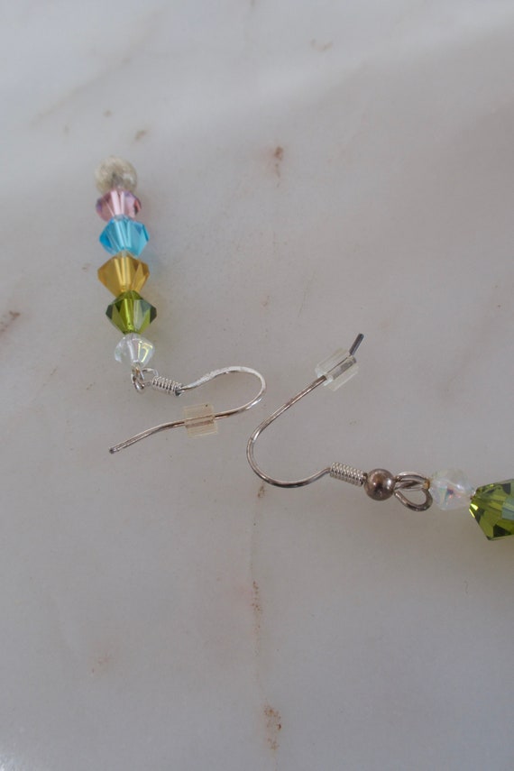 Vintage Multi Colored Crystal Dangle Earrings - image 5
