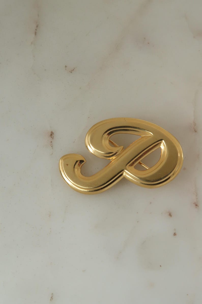 Vintage Gold Letter P Brooch - Etsy