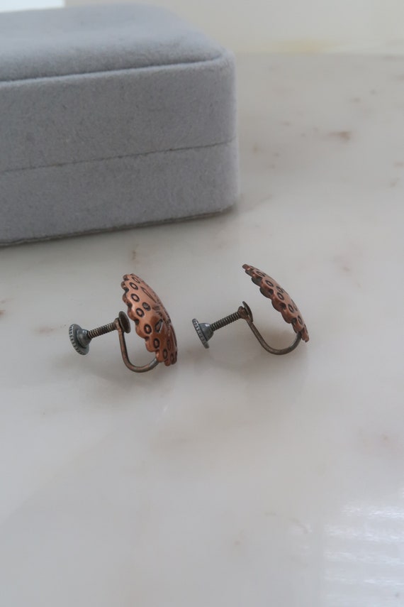 Vintage 1960s COPPER BELL Earrings Copper Concho … - image 10