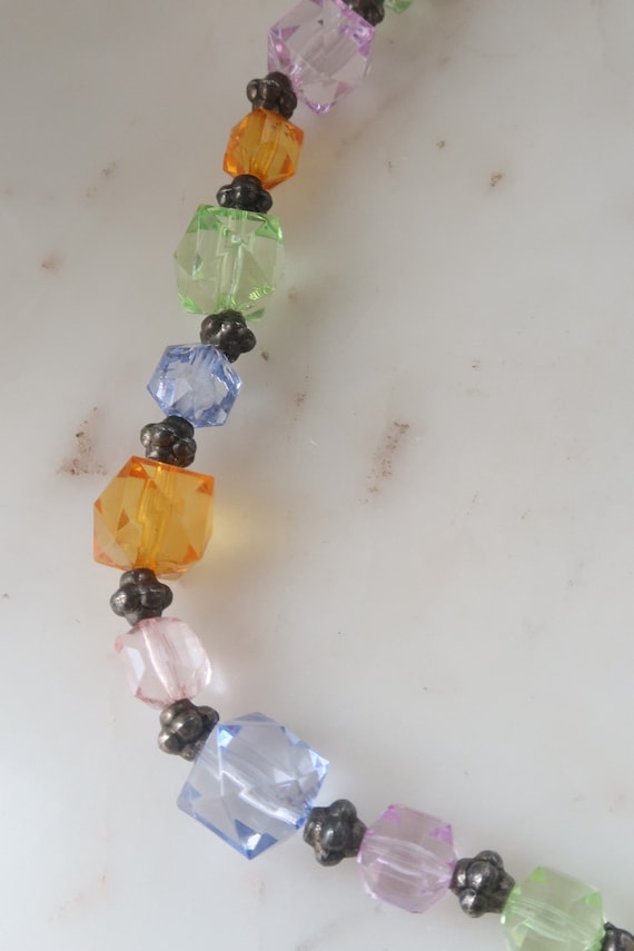 Vintage Multi Colored Beaded Necklace Glass Bead … - image 7
