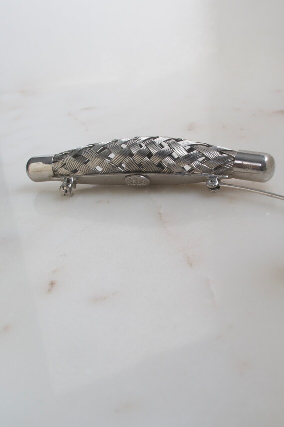 Vintage 1960s Hobé  Silver Woven Brooch - Braided… - image 3