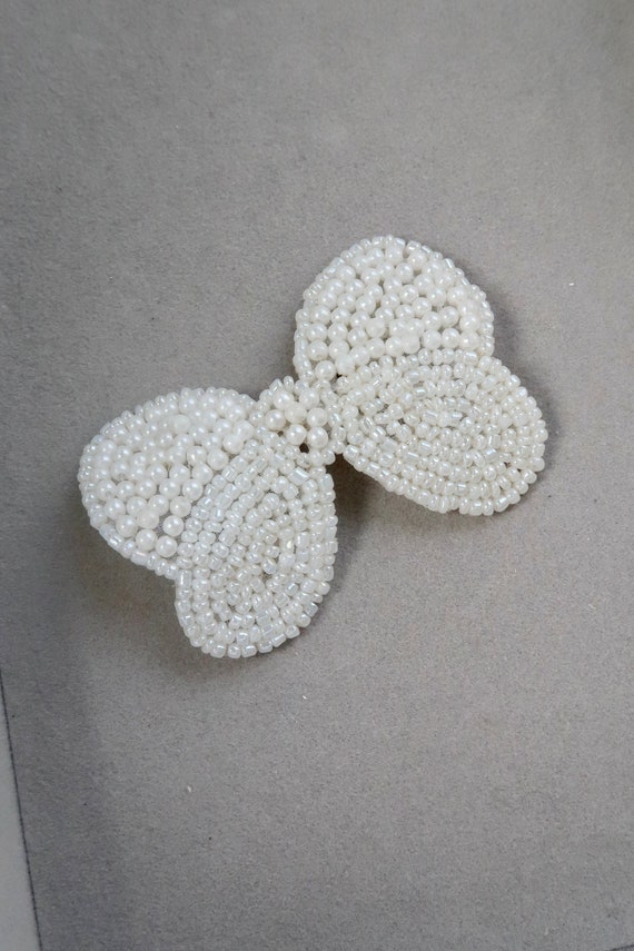 Vintage White Sequin Butterfly Brooch