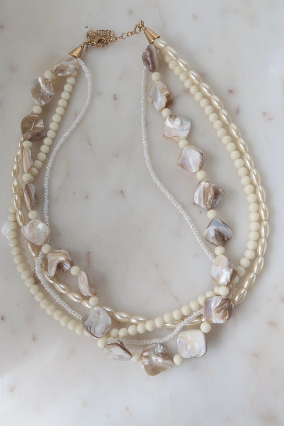 Vintage AVON SJ Mother OF Pearl Strand Necklace P… - image 5