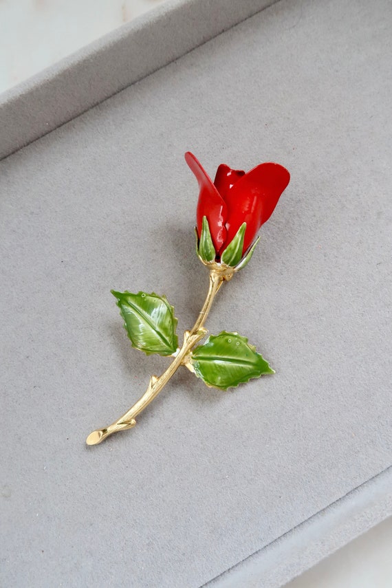Spilla A Forma Di Rosa Rossa Con Strass E Perle - Decorazione Per Vestiti, Maglioni, Borse, Regalo Donna