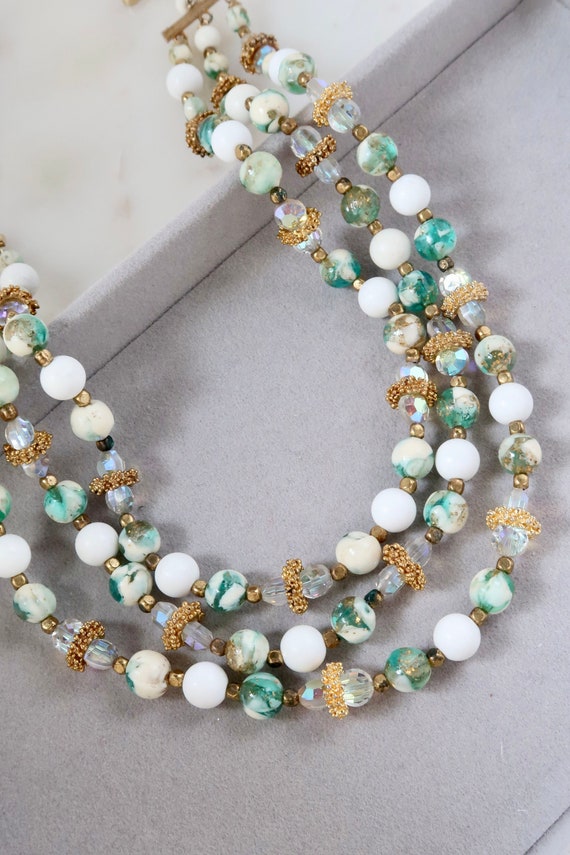 Vintage 1960s Laguna Multi Strand Crystal Necklace