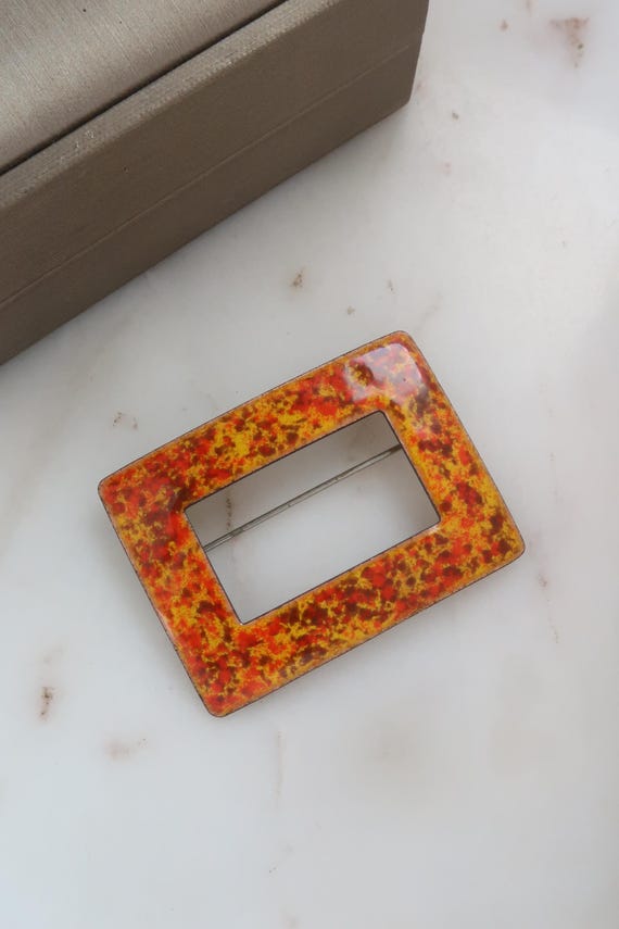 Vintage Orange Rectangle Shape Brooch - image 15