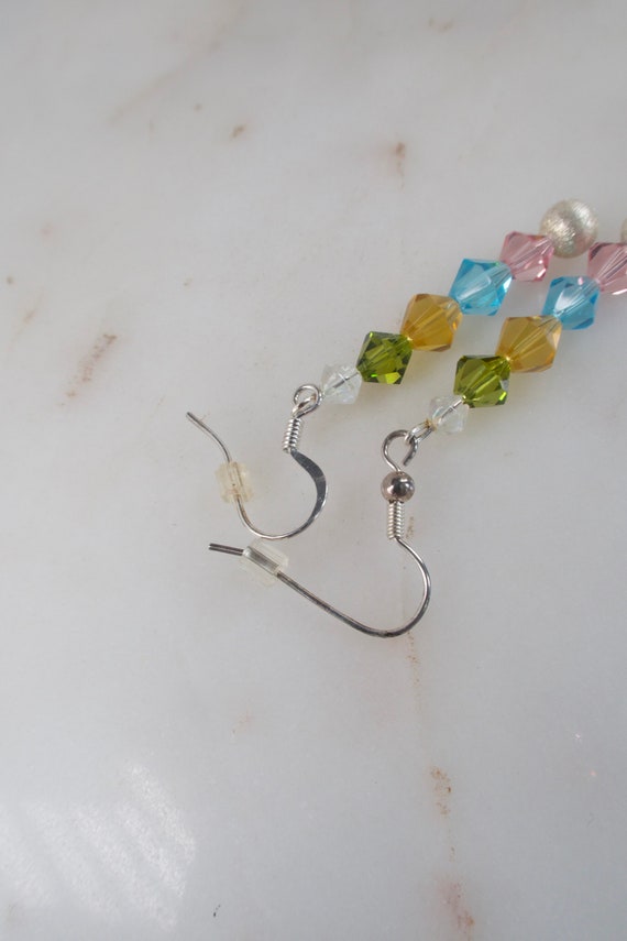 Vintage Multi Colored Crystal Dangle Earrings - image 7
